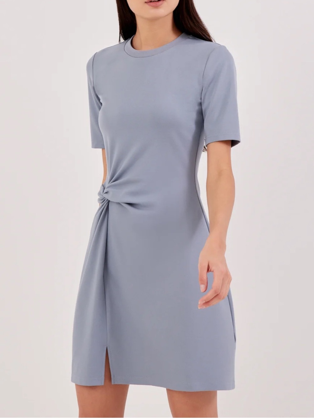 Love, Bonito Kamile Ruched Shift Dress in Silver Blue Size S